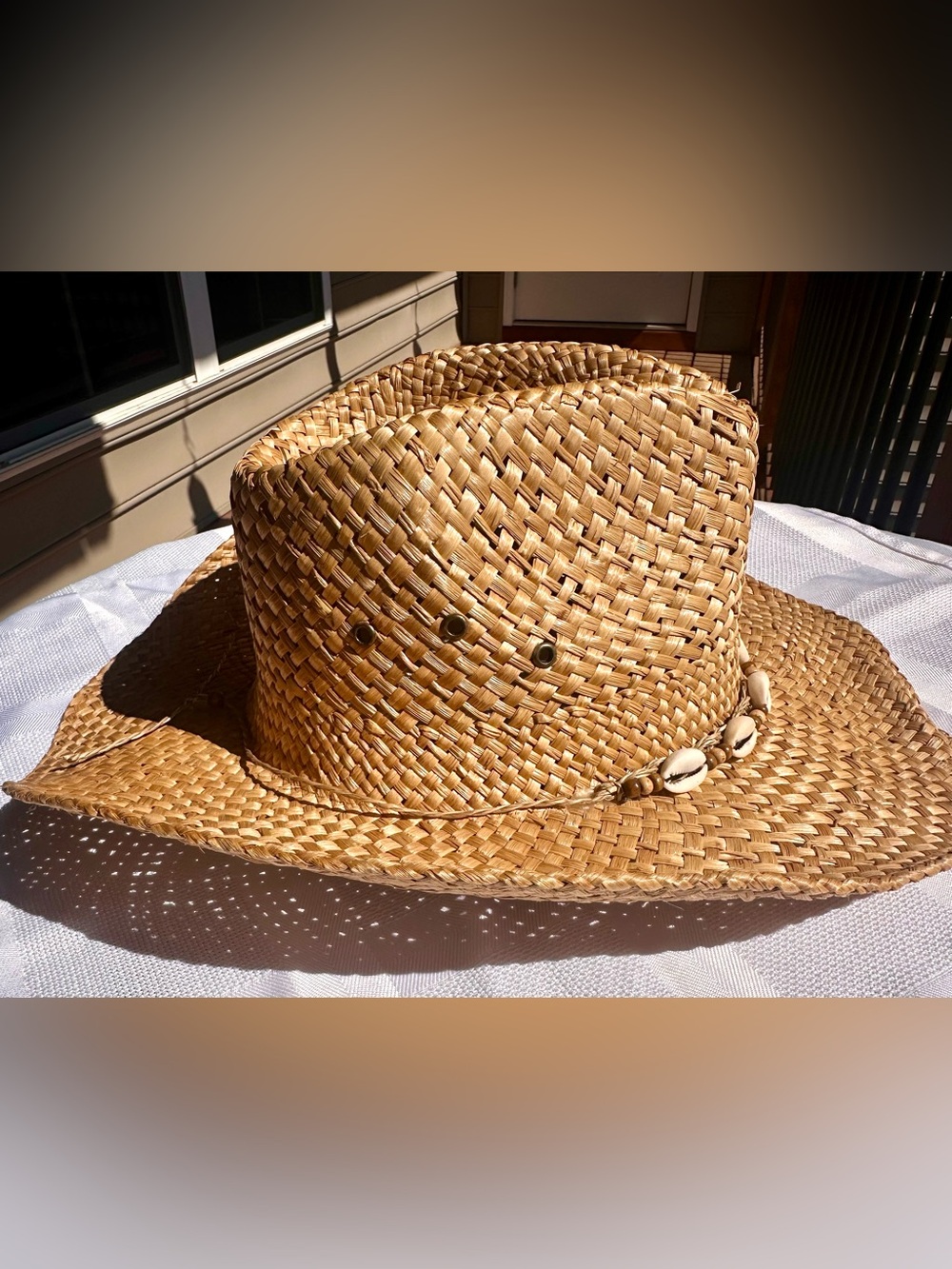 Panama Jack Coastal Cowgirl Bohemian 100% Straw Hat w/Decorative Cowrie Shells - Picture 4 of 11